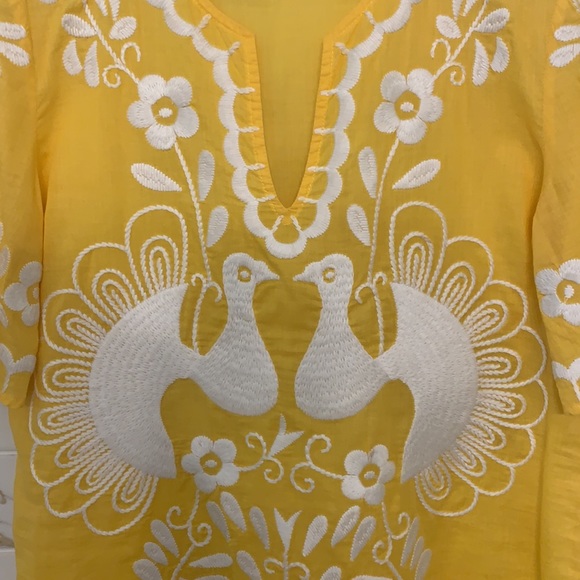 Tory Burch yellow embroidered top size 4 - Picture 5 of 6